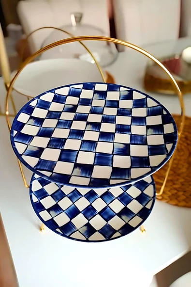 2 Katlı Metal Paslanmaz Kararmaz Lüks Rios Gold Etajer Sunum ve ikramlık Kek Pasta Standı Çeyizlik | Tabaklar Temsilidir. ürün görseli 1