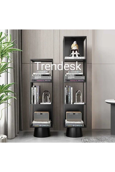 TRENDESK Metal Siyah 3 Katlı Köşe Kitaplık  90-28-28 cm ürün görseli 1