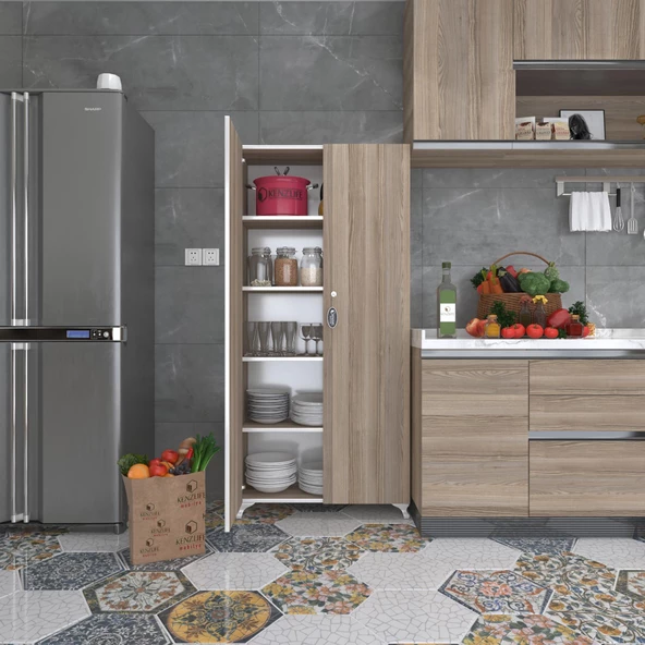 Kenzlife 2 kapılı dolap çilem 188*090*032 crd kilitli ayaklı banyo mutfak ofis kitaplık ayakkabılık kiler ürün görseli 1