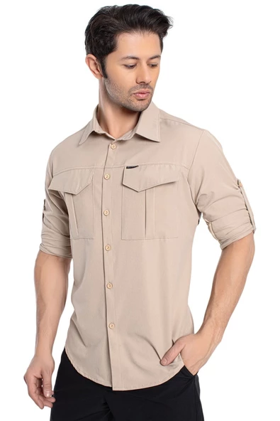 Crozwise Outdoor - Erkek Bej Spor Gömlek - 7132-02 ürün görseli 1