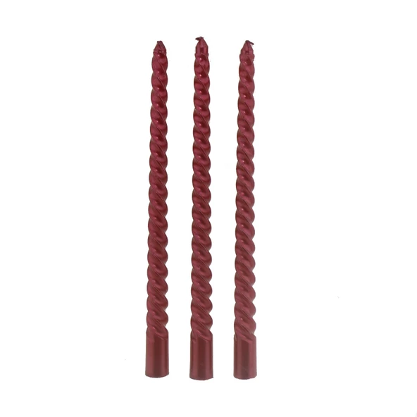3 Adet 25cm Şamdan Mum Varaklı Spiral - Resim 3