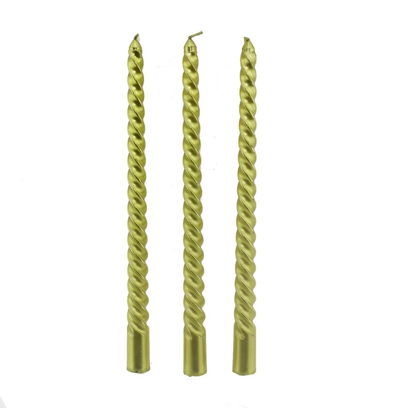 3 Adet 25cm Şamdan Mum Varaklı Spiral - Resim 6
