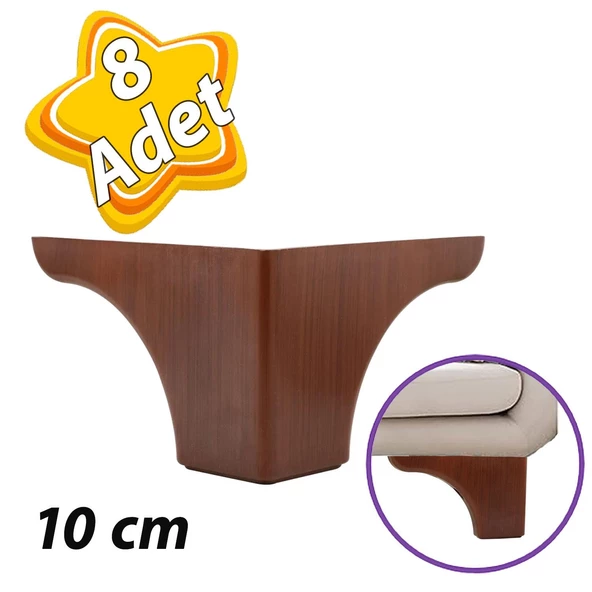 8 Adet Açelya 10 cm Ceviz Ahşap Desenli Lüx Mobilya Kanepe Sehpa Ünite Koltuk Ayağı Plastik Baza Ayak ürün görseli 1