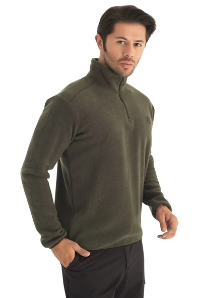 Crozwise Yarım Fermuarlı - Erkek Haki Spor Polar - 6036-04 ürün görseli 1