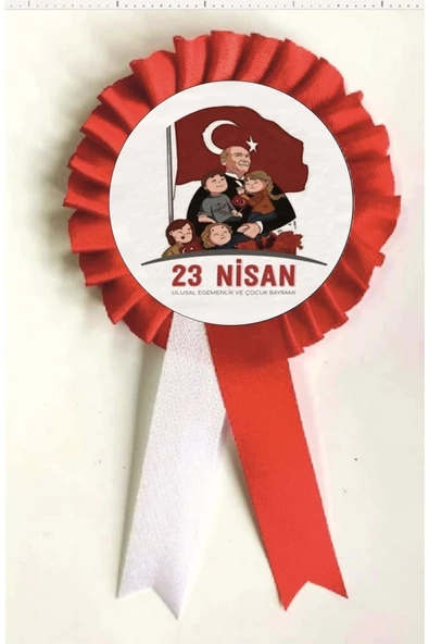 yıldızkurdelaankara 23 Nisan Ulusal Eğemenlik Ve Çocuk Bayramı Saten Kokart 25 Adet ürün görseli 1