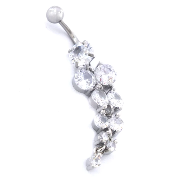 316L Çelik Çoklu Zirkon Taşlı Piercing  PRC-225 - Resim 4