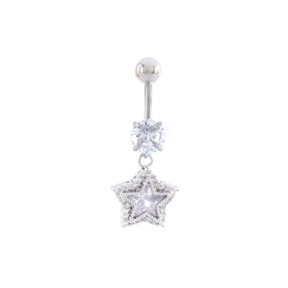 316L Çelik Yıldız Model Zirkon Taşlı Piercing  PRC-224 ürün görseli 1