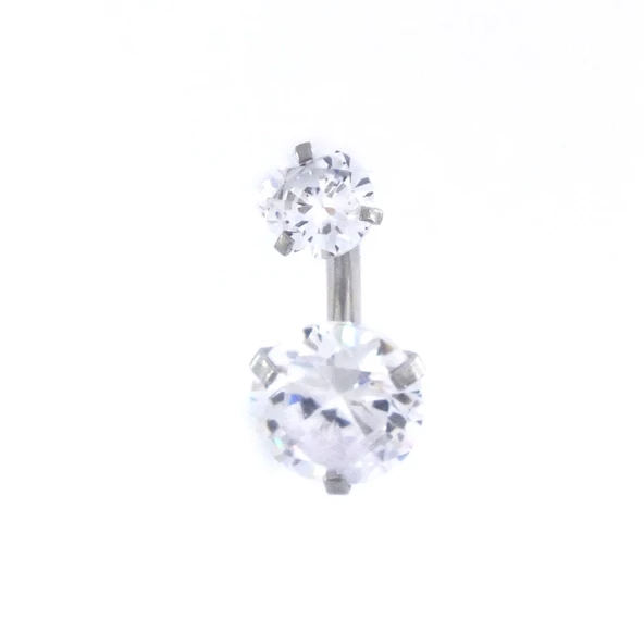316L Çelik Küçük Beyaz Zirkon Taşlı Piercing PRC-214 ürün görseli 1