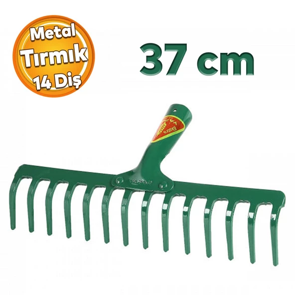 Metal Yapar Bahçe Tarla Tırmığı 14 Diş Çim Peyzaj Yaprak Ot Saman Temizleme Toprak İşleme Tırmığı ürün görseli 1