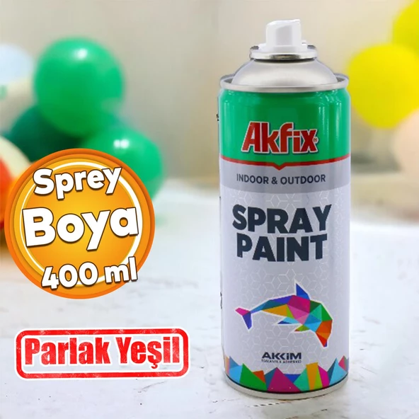 Akfix Kalıcı Akrilik Sprey Boya Parlak Yeşil 400 ml Tasarım Metal Ahşap Plastik Beton Yüzey Boyama ürün görseli 1