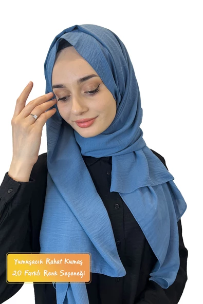 Rahat Kırışmaz Cazz Şal, Yumuşak, Tok Duruşlu Kolay Şal 01000  İNDİGO ürün görseli 1