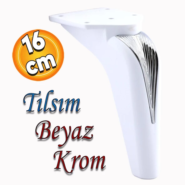Tılsım Mobilya Oturma Yükseltici Kanepe Sehpa TV Ünitesi Koltuk Ayağı Baza Ayakları Beyaz Krom 16 cm ürün görseli 1