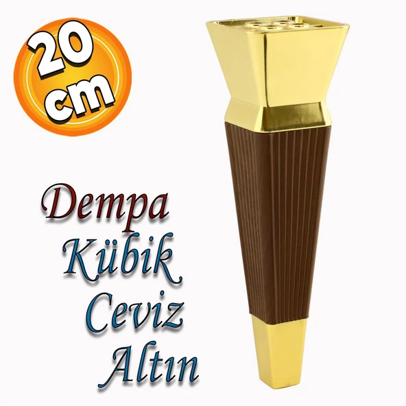 Dempa Lüks Mobilya Kanepe Tv Ünitesi Koltuk Ayağı Konsol Ayakları Kübik Ceviz Altın 20 Cm ürün görseli 1