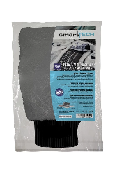 Smart Tech Premium Mikrofiber Yıkama Eldiveni Gri - Resim 2