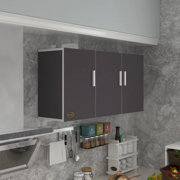 Kenzlife hazır mutfak canna22 gri 060*120*22 mutfak banyo dolabı kapaklı raflı ürün görseli 1