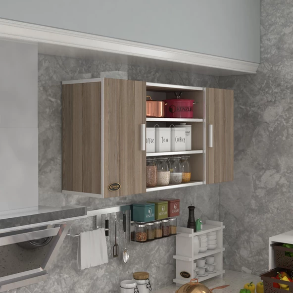 Kenzlife hazır mutfak honnor32 crd 060*120*32 mutfak banyo dolabı kapaklı raflı ürün görseli 1