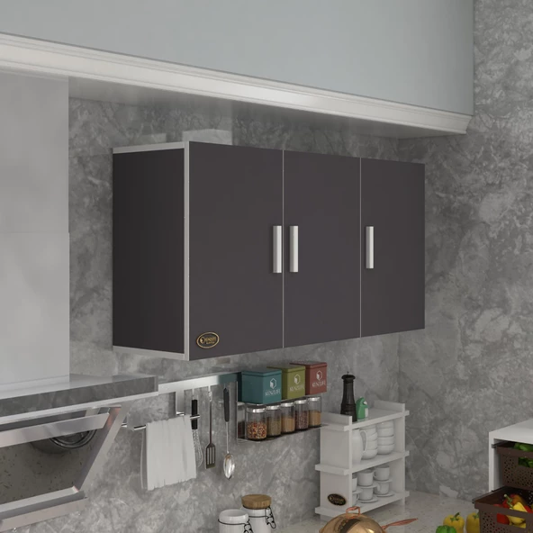 Kenzlife hazır mutfak dirca22 gri 060*120*22 mutfak banyo dolabı kapaklı raflı ürün görseli 1