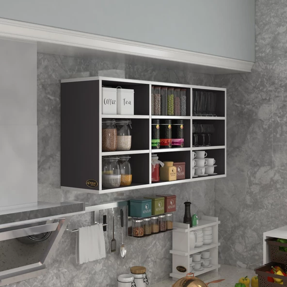 Kenzlife hazır mutfak hortus22 gri 060*120*22 banyo dolabı raflı kapaksız arkalıklı ürün görseli 1