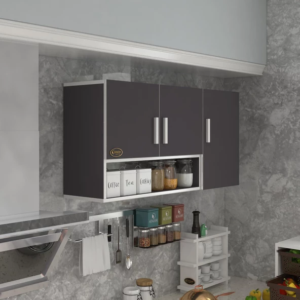 Kenzlife hazır mutfak mirena32 gri 060*120*32 mutfak banyo dolabı kapaklı raflı ürün görseli 1