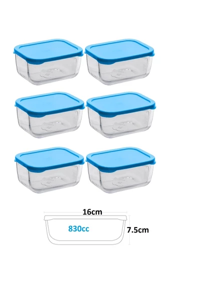 Paşabahçe 6 Adet  530743 Orta Büyük Kapaklı Snowbox Saklama Kabı Takımı 830cc ürün görseli 1