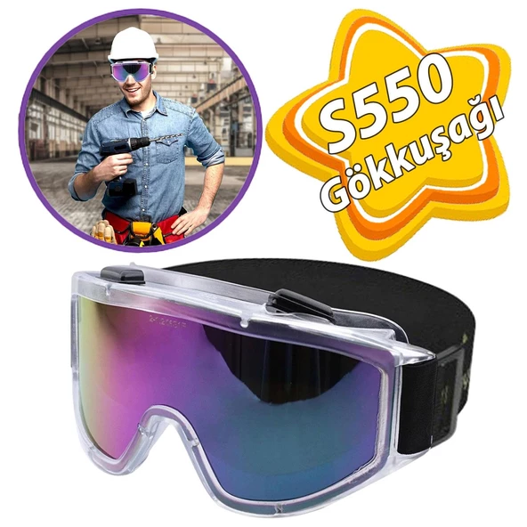 Kaynak Koruyucu Iş Güvenlik Güvenliği Gözlüğü Ventilli Gözlük S550 Gökkuşağı Ürünleri ürün görseli 1