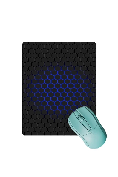 SonicTouch Mavi Siyah Petek Desenli Kaydırmaz Gaming Oyuncu Masaüstü Dikişsiz Mouse Pad 17x21cm ürün görseli 1