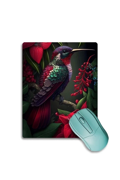 SonicTouch Sinek Kuşu Temalı Pembe Zambak Çiçekli Kaydırmaz Gaming Oyuncu Dikişsiz Mouse Pad17x21cm ürün görseli 1