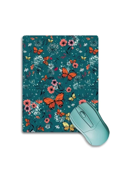SonicTouch Soimoi Yeşili Turuncu Kelebekli Kaydırmaz Gaming Oyuncu Dikişsiz Mouse Pad17x21cm ürün görseli 1