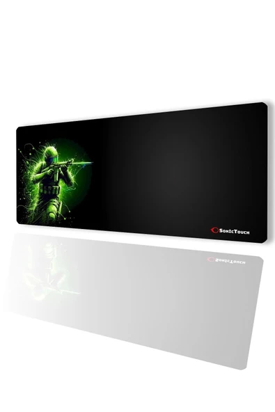 SonicTouch UltraGrand Siyah ve Neon Yeşili Savaşçı Dikişsiz Xxl Gaming Oyuncu Masaüstü Klavye Mouse Pad 40x90Cm ürün görseli 1