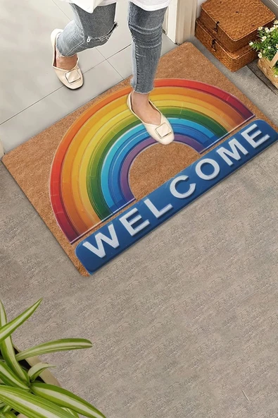 Valerine Life Gökkuşağı Welcome Kapı Önü Paspası 45x70cm ürün görseli 1