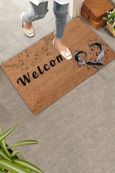 Valerine Life Müzik Aşkı Welcome Kapı Önü Paspası 45x70cm ürün görseli 1
