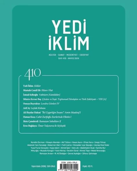 Yedi İklim 410.Sayı Mayıs 2024 ürün görseli 1