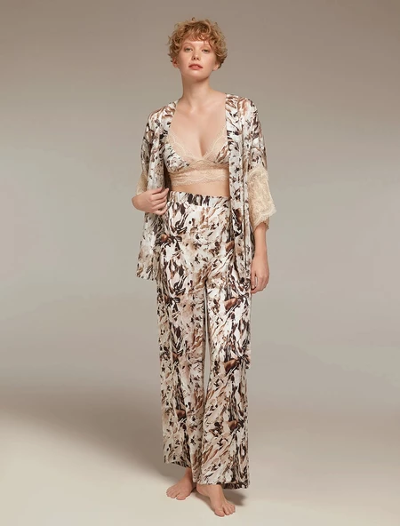 Pijama Takım 1321 Büstiyer Sabahlık Pantolon ürün görseli 1