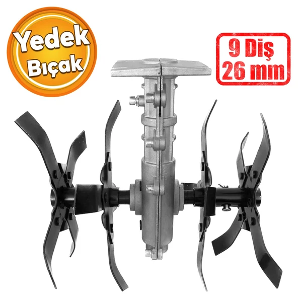 Solax Tırpan Yedek Çapa Aparatı Bıçağı MTP2 Toprak İşleme Belleme Çapalama 9 Diş 26 mm Uyumlu ürün görseli 1