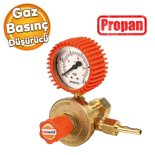 Kasweld 2200 Serisi Propan Gaz Basınç Düşürücü Manometreli Tüp Regülatör Lülesi ISO 2503 Kalite ürün görseli 1