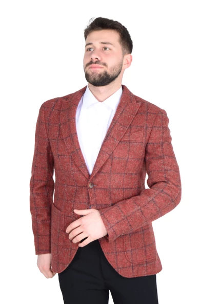 Erkek Buklet Ekose Ceket - Resim 8