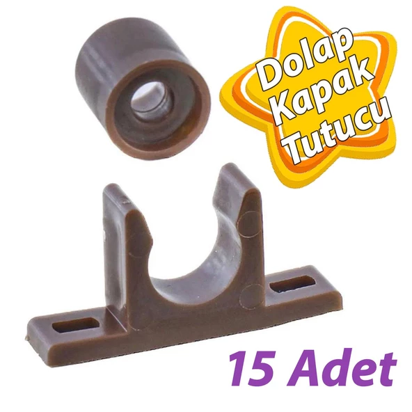 15 Adet Mobilya Dolap Kapak Plastik Çıt Çıt Kahverengi ürün görseli 1