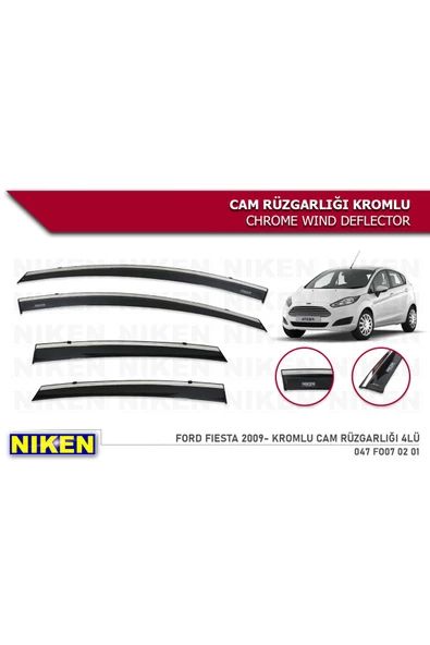 Ford Fiesta 2009-2017 Kromlu Cam Rüzgarlığı ürün görseli 1