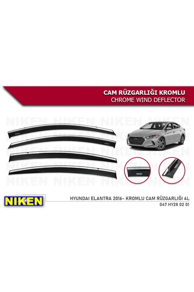 Hyundai Elantra 2016-2021 Kromlu Cam Rüzgarlığı ürün görseli 1