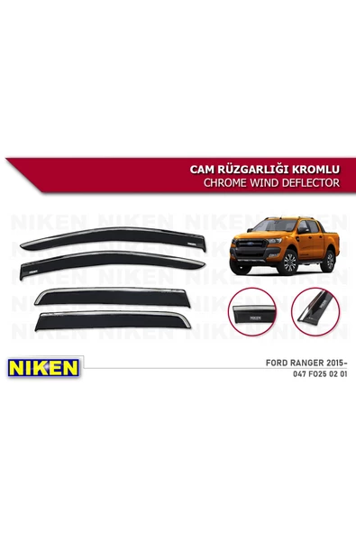 Ford Ranger 2015- Kromlu Cam Rüzgarlığı ürün görseli 1