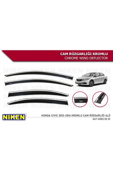 Honda Civic 2012-2015 Kromlu Cam Rüzgarlığı ürün görseli 1
