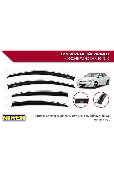 Hyundai Accent Blue 2012-2023 Kromlu Cam Rüzgarlığı ürün görseli 1