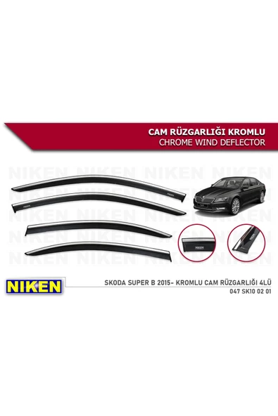 Skoda Superb 2015-2023 Kromlu Cam Rüzgarlığı ürün görseli 1