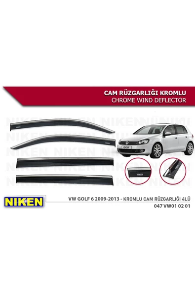 VW Golf 6 2009-2013 Kromlu Cam Rüzgarlığı ürün görseli 1