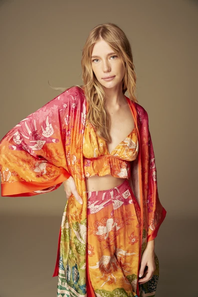 Pijama Takım 1507 Pantolon Büstiyer Sabahlık 3'lü Takım ürün görseli 1