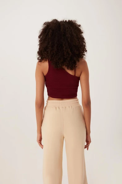 Kadın Askılı Crop Kaşkorse  Bordo - Resim 3