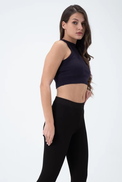 Kadın Kaşkorse Crop Atlet  Lacivert - Resim 2