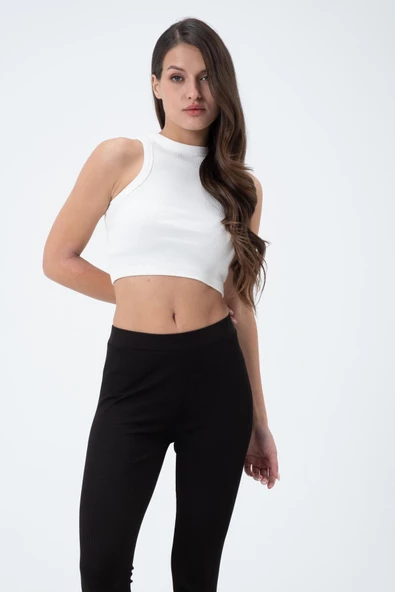 Kadın Kaşkorse Crop Atlet  Ekru ürün görseli 1