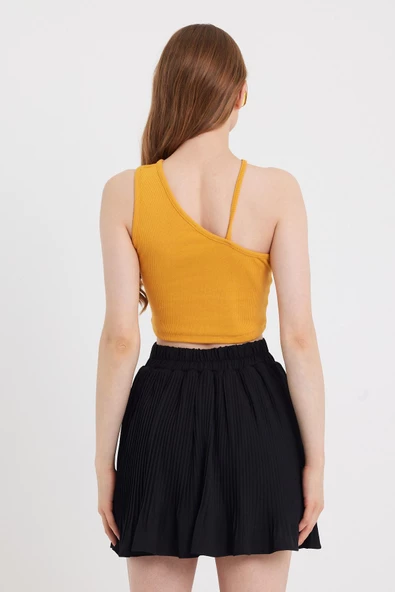 Kadın Askılı Crop Kaşkorse   Sarı - Resim 4