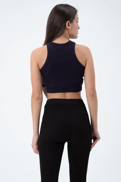 Kadın Kaşkorse Crop Atlet  Lacivert - Resim 4